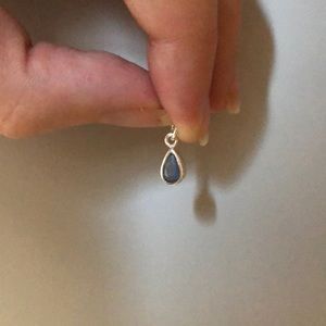 Tiny Blue Chalcedony Droplet Pendant.